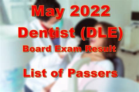 Dentist Board Exam Result May 2022 – Dentistry DLE .